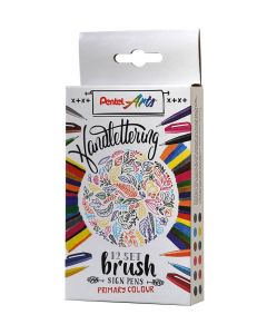 Pentel Brush Sign Pen set Primary Colour verpakking